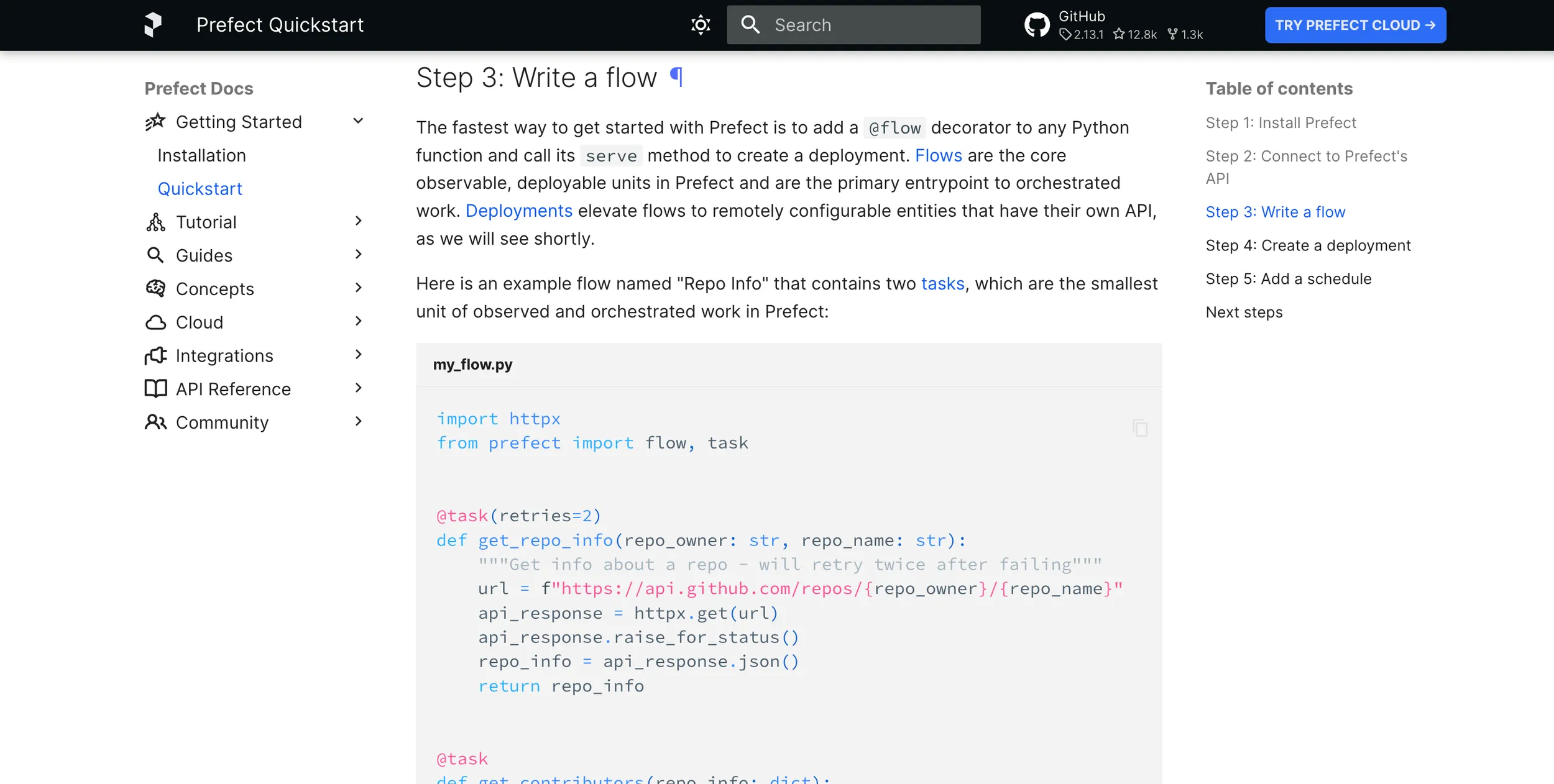 Prefect flow example Prefect flow example