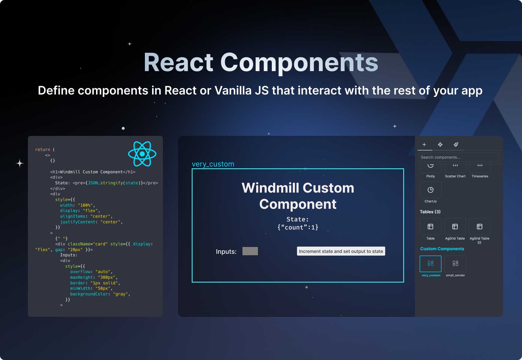 Custom React Components & Apps Custom React Components & Apps